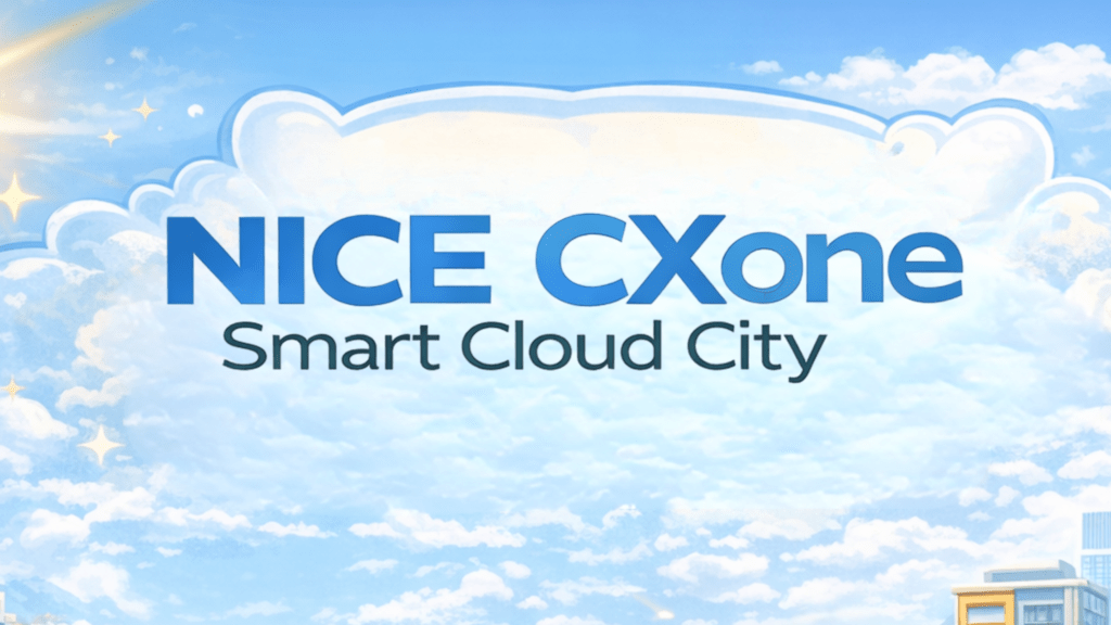 NICE CXone Training smart cloud city architecture showing region cluster disaster recovery and failover