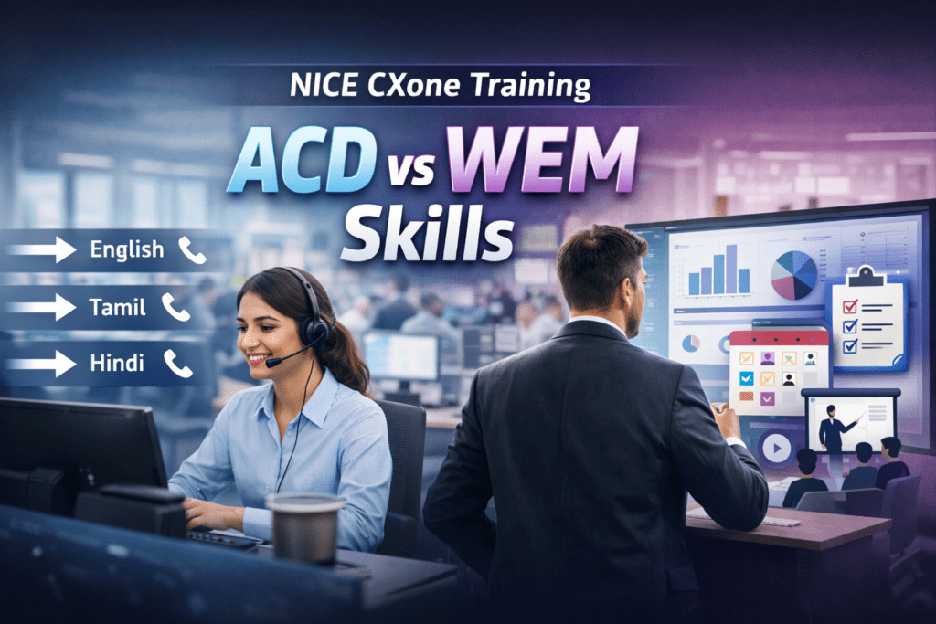 NICE CXone ACD vs WEM Skills comparison showing call routing and agent management